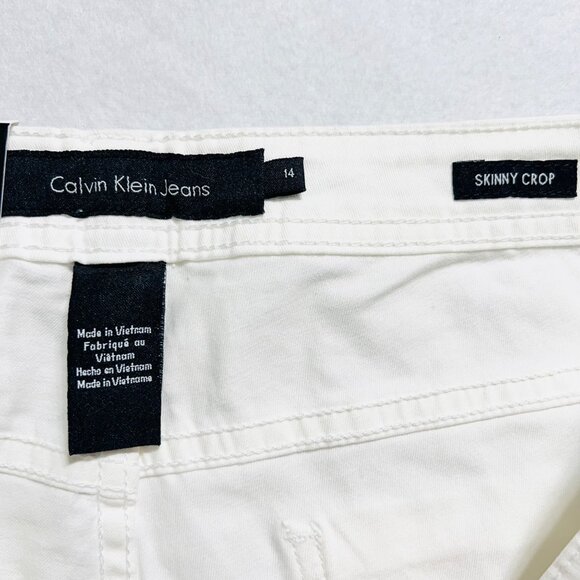 Calvin Klein Women's Power Stretch White Skinny Crop Jeans Size 14 Mid Rise NWT - Picture 7 of 12